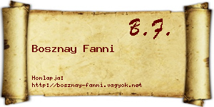 Bosznay Fanni névjegykártya